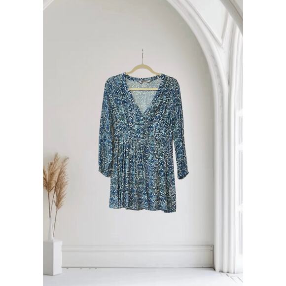 ZARA Woman DRESS ANIMAL PRINT MINI DRESS Blue/White Size X Small - Picture 1 of 8